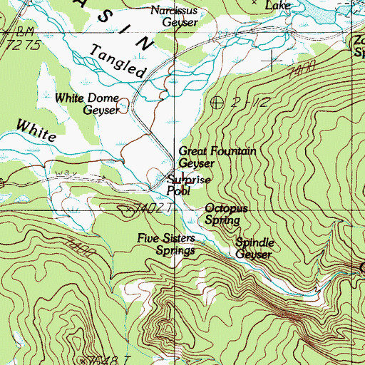 Topographic Map of Great Fountain Geyser, WY