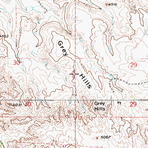 Topographic Map of Grey Hills, WY