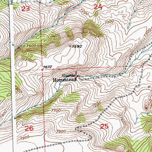 Topographic Map of Gustin Homestead, WY