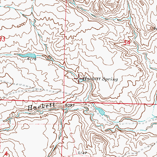 Topographic Map of Hackett Spring, WY