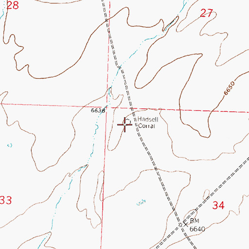Topographic Map of Hadsell Corral, WY