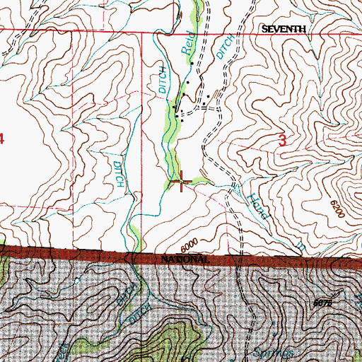Topographic Map of Hand in Hand Creek, WY