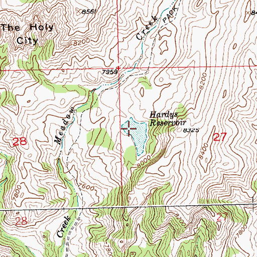 Topographic Map of Hardys Reservoir, WY