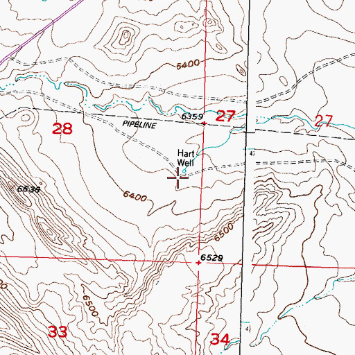 Topographic Map of Hart Well, WY