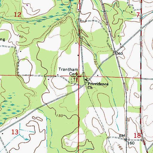 Topographic Map of Trantham Cemetery, AL