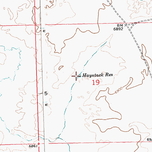 Topographic Map of Haystack Reservoir, WY