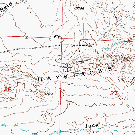 Topographic Map of Haystacks, WY