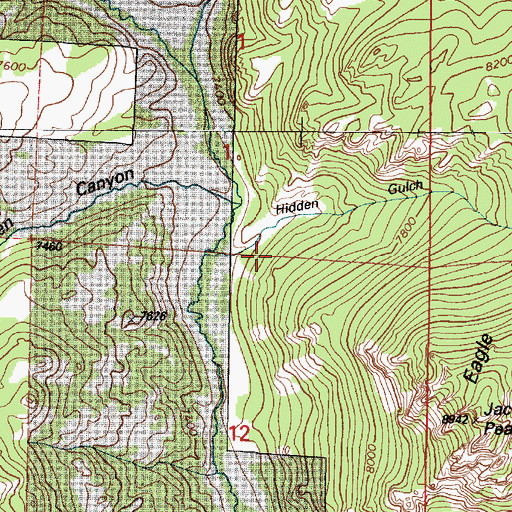 Topographic Map of Hidden Gulch, WY