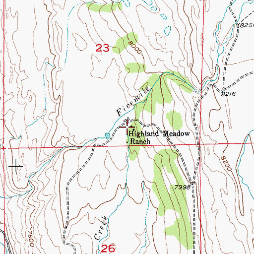 Topographic Map of Highland Meadow Ranch, WY
