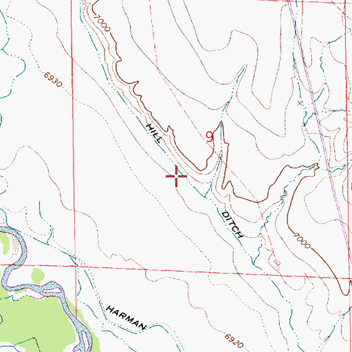 Topographic Map of Hill Ditch, WY