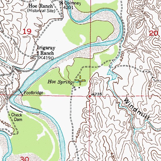 Topographic Map of Hoe Spring, WY