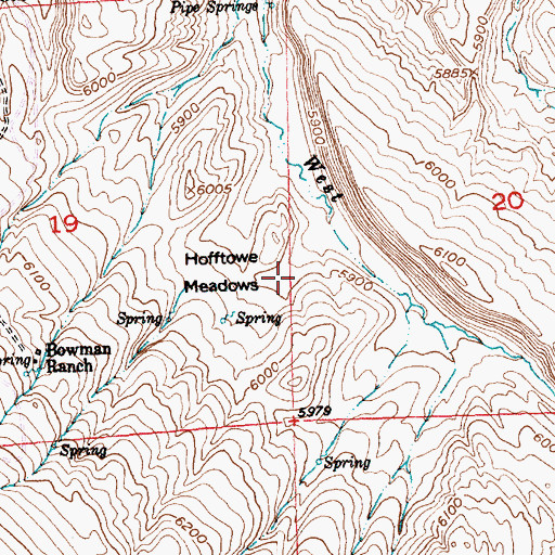 Topographic Map of Hofftowe Meadows, WY