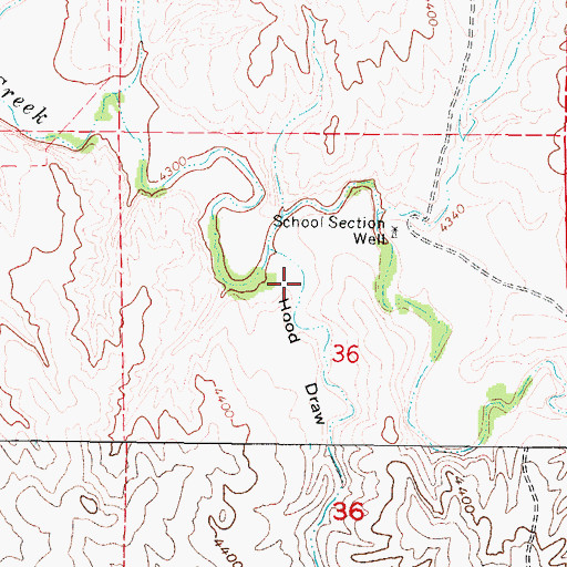 Topographic Map of Hood Draw, WY