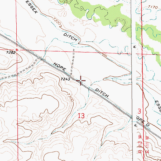 Topographic Map of Hope Ditch, WY