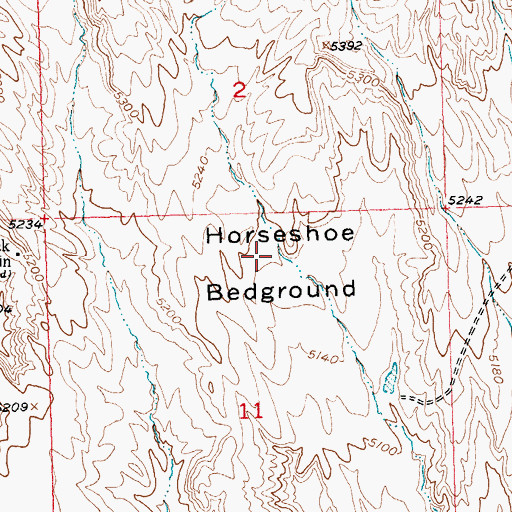 Topographic Map of Horseshoe Bedground, WY
