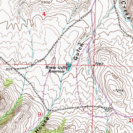 Topographic Map of House Gulch Reservoir, WY