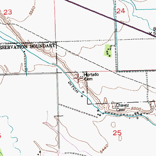 Topographic Map of Hurtado Cemetery, WY