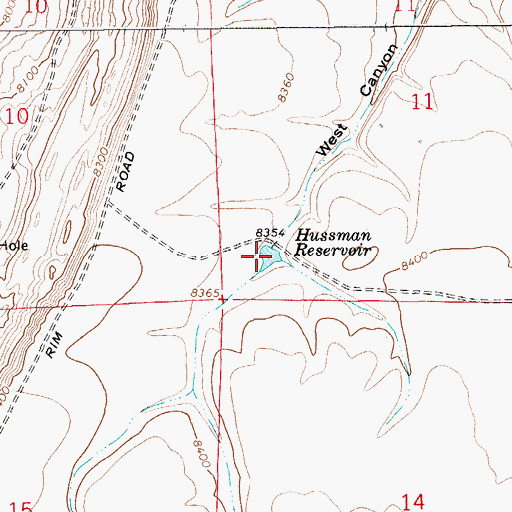 Topographic Map of Hussman Reservoir, WY
