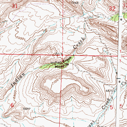 Topographic Map of Indian Creek Meadow, WY