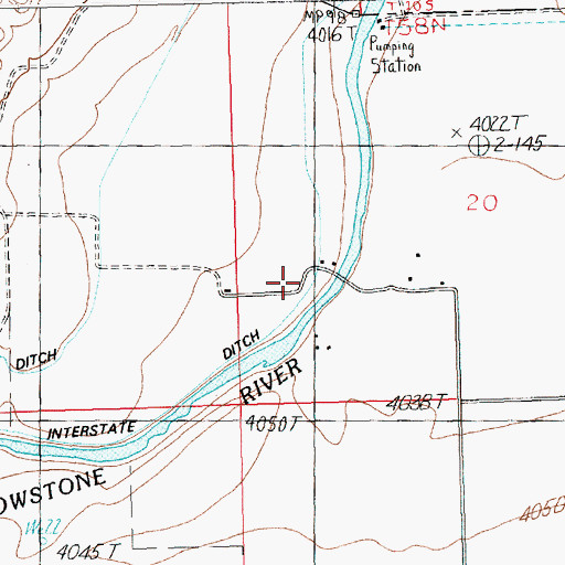 Topographic Map of Interstate Ditch, WY