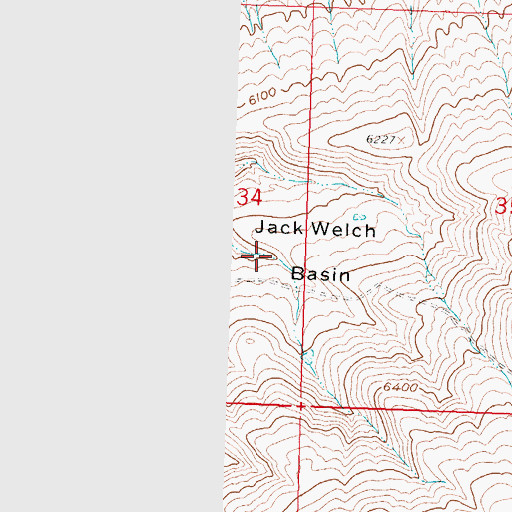 Topographic Map of Jack Welch Basin, WY