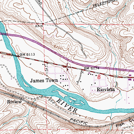 Topographic Map of James Town, WY