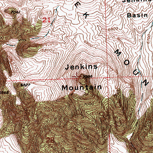 Topographic Map of Jenkins Mountain, WY
