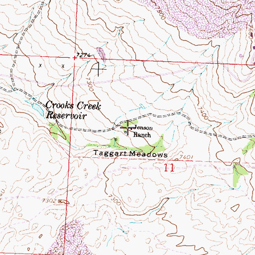Topographic Map of Jenson Ranch, WY