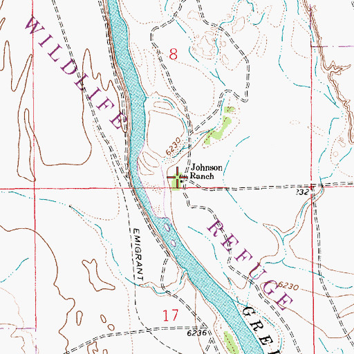 Topographic Map of Johnson Ranch, WY