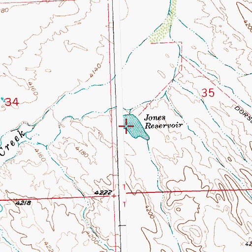 Topographic Map of Jones Reservoir, WY