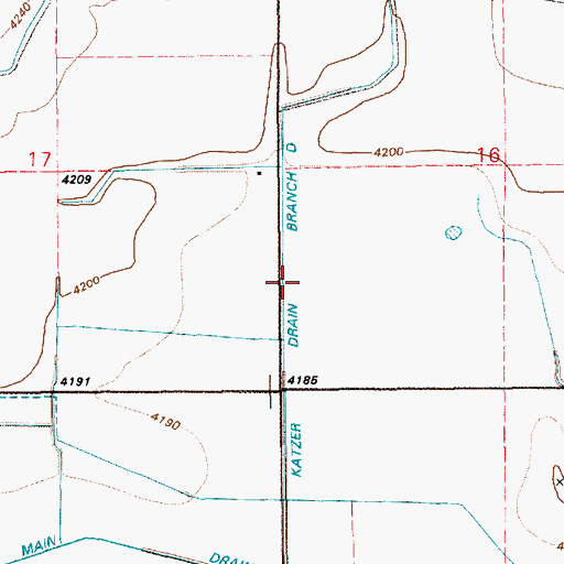 Topographic Map of Katzer Drain Branch D, WY
