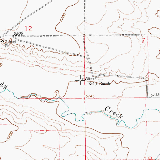 Topographic Map of Kelly Ranch, WY