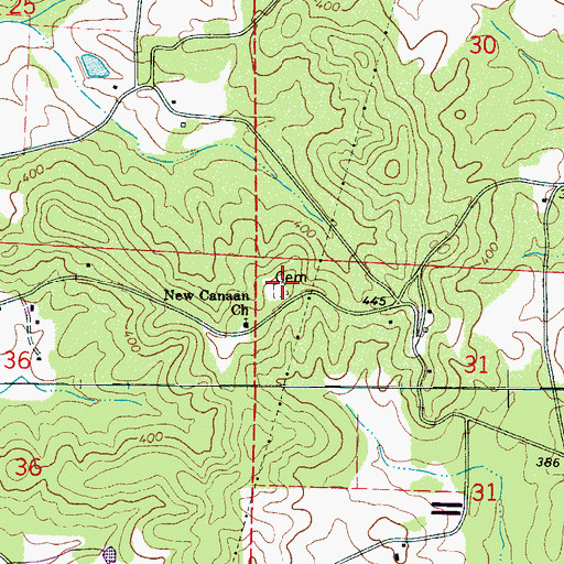 Topographic Map of Canaan Cemetery, AL