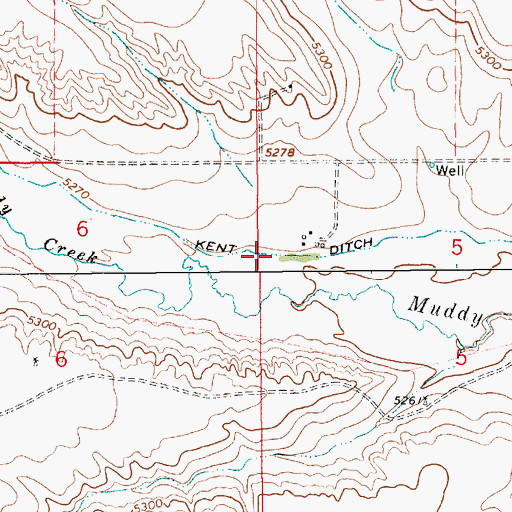 Topographic Map of Kent Ditch, WY