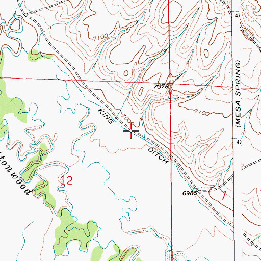 Topographic Map of King Ditch, WY
