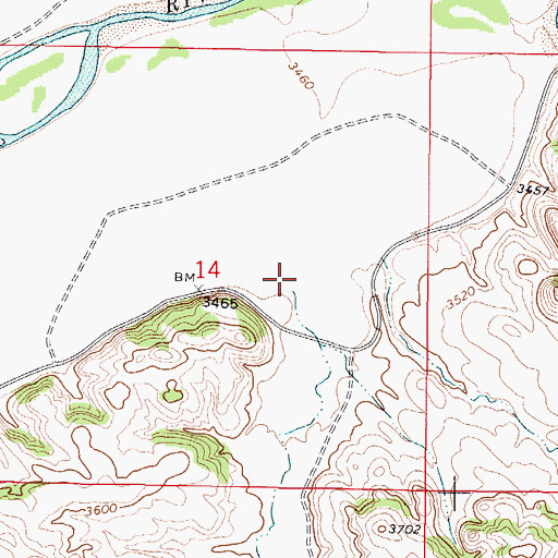 Topographic Map of L X Bar Creek, WY