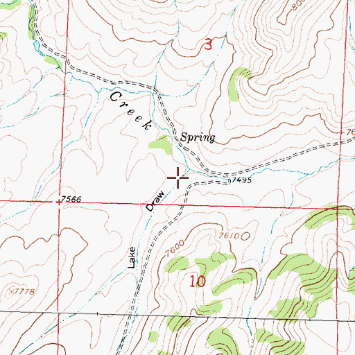 Topographic Map of Lake Draw, WY