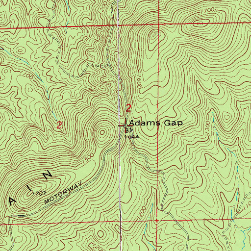 Topographic Map of Adams Gap, AL