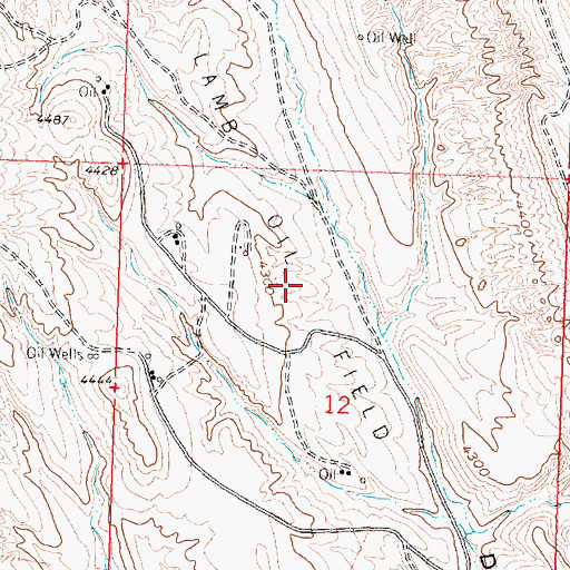 Topographic Map of Lamb Oil Field, WY