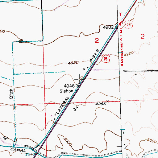 Topographic Map of Lateral P-34.9, WY