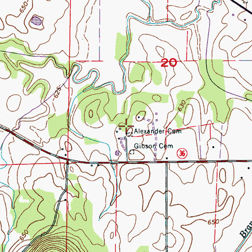 Topographic Map of Alexander Cemetery, AL