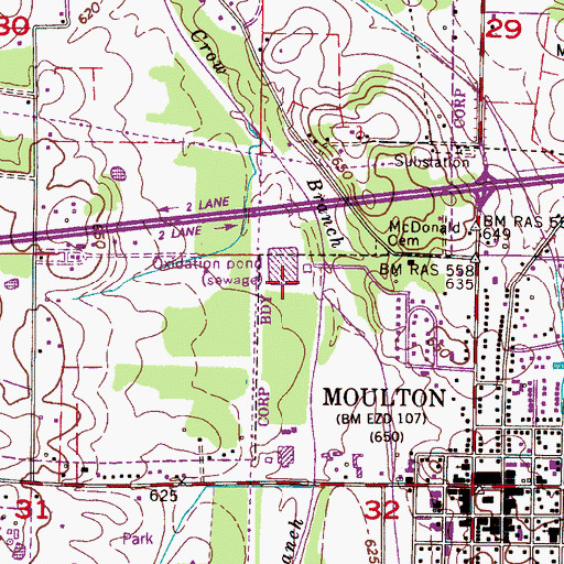 Topographic Map of Almon Branch, AL