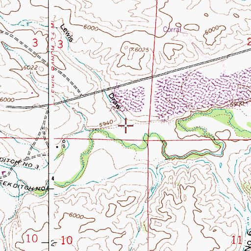 Topographic Map of Lewis Draw, WY