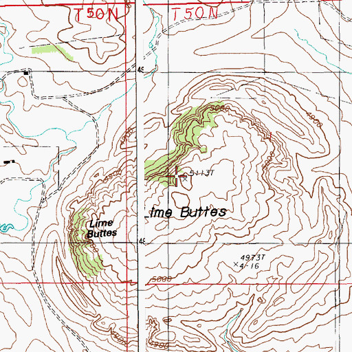 Topographic Map of Lime Buttes, WY