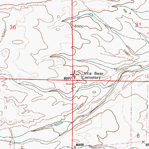 Topographic Map of Little Bear Cemetery, WY