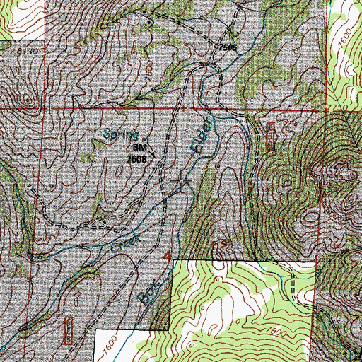 Topographic Map of Little Gunnysack Creek, WY