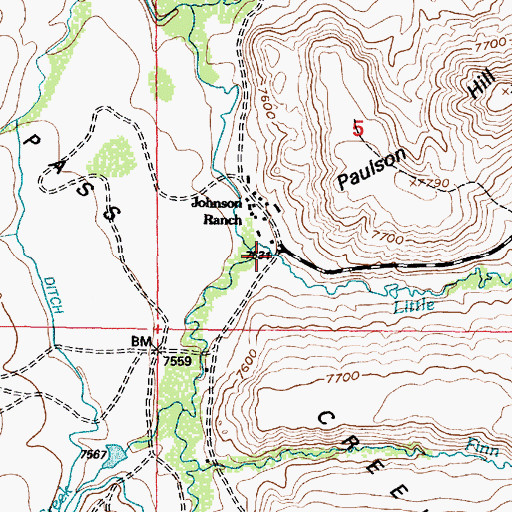 Topographic Map of Little Pass Creek, WY