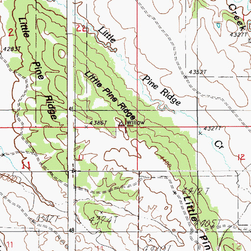 Topographic Map of Little Pine Ridge, WY