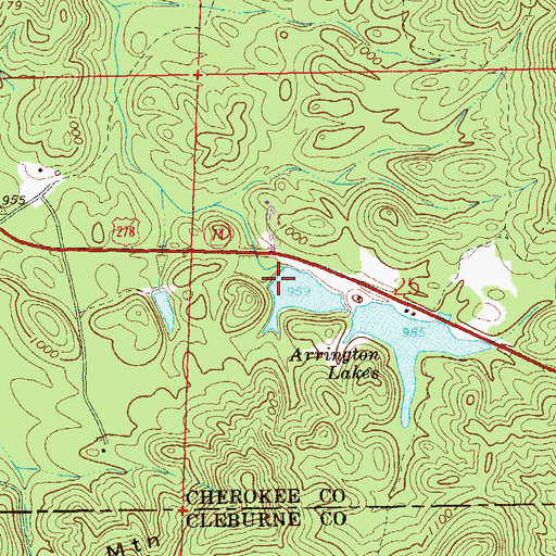 Topographic Map of Arrington Lakes, AL