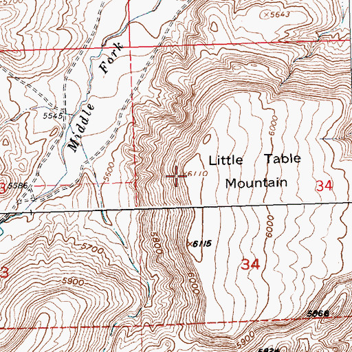 Topographic Map of Little Table Mountain, WY